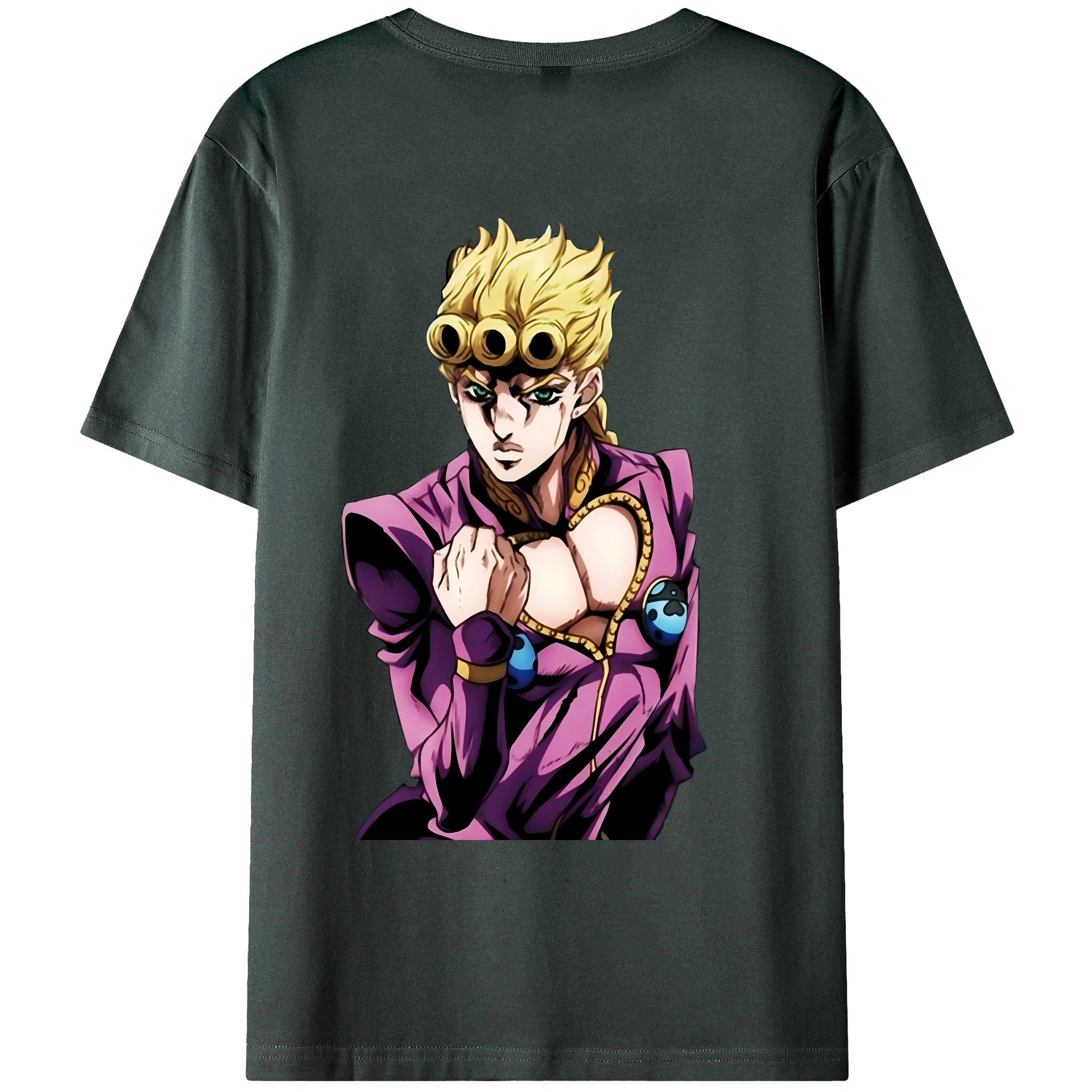 （画像用） ジョジョの奇妙な冒険 ジョルノ?ジョバァーナ JoJo's Bizarre Adventure Giorno Giovanna 綿100％ メンズ半袖Tシャツ（バックプリント） 通気性